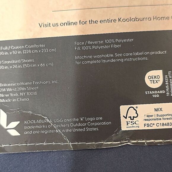 Koolaburra By Ugg Koolawash Full/Queen Comforter Set- Dark Blue - Picture 4 of 4